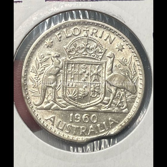 1960 Australian Florin Error Clipped Edge aUNC