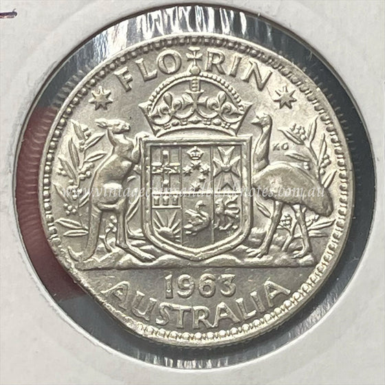 1963 Australian Florin Error Clipped Edge GEM