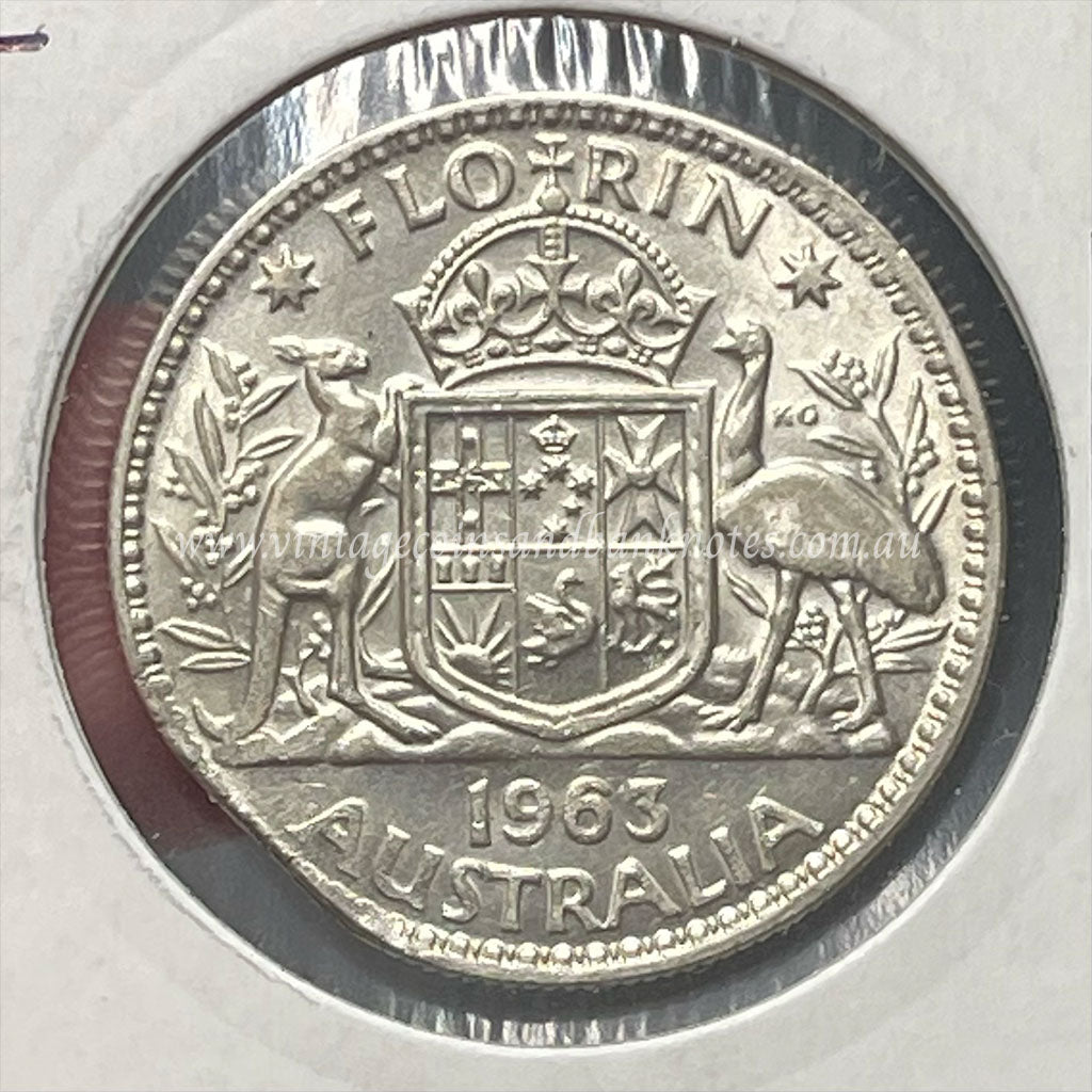 1963 Australian Florin Error Clipped Edge GEM
