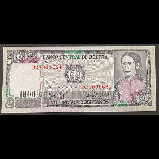 Bolivia 1982 1000 Pesos Bolivianos UNC