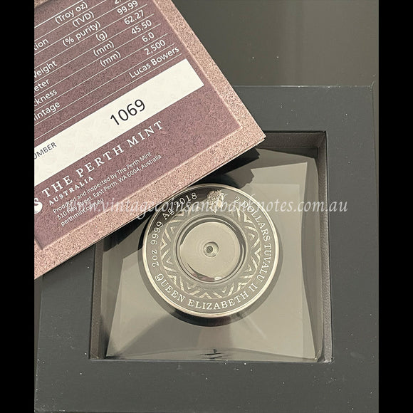 2018 $2 2 oz Antique Silver Thermometer Tuvalu Proof Coin