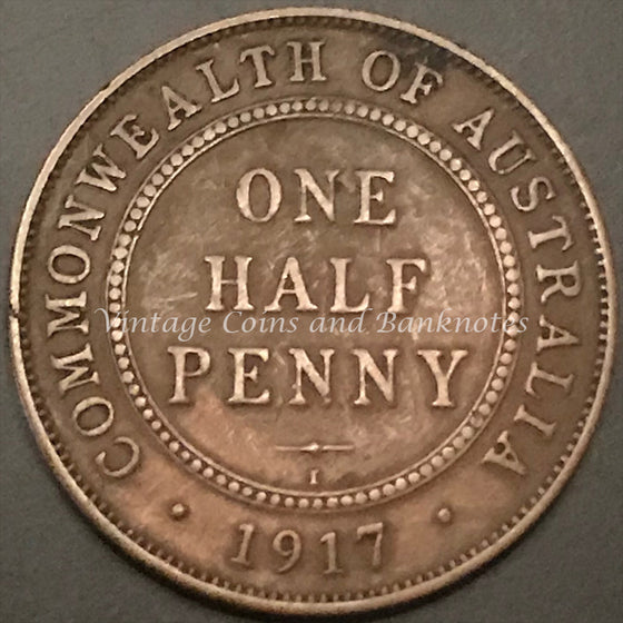 1917C Half Penny George V FINE