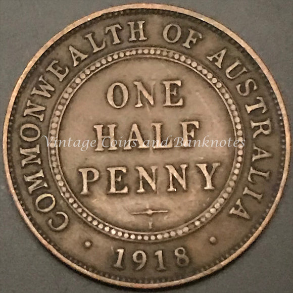 1918C Half Penny George V gFINE