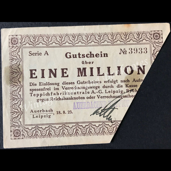 Germany 1923 1 Million - Auerbach und Leipzig Notgeld EF