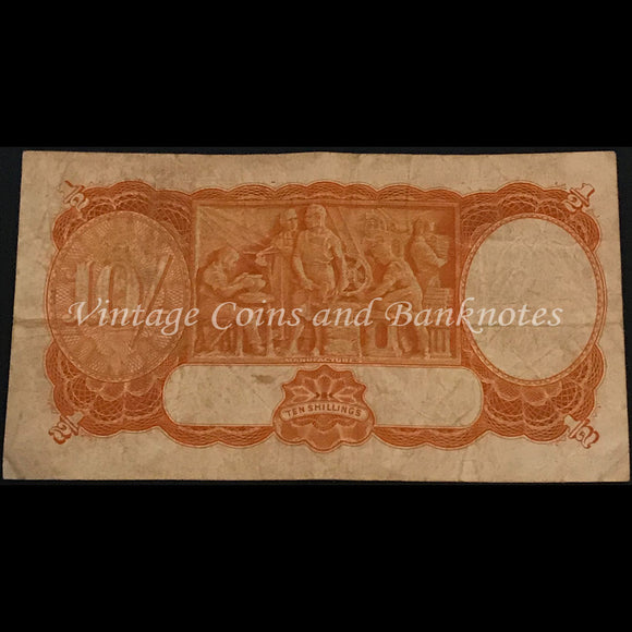 1939 Sheehan McFarlane Ten Shillings George VI Last Prefix F24 FINE