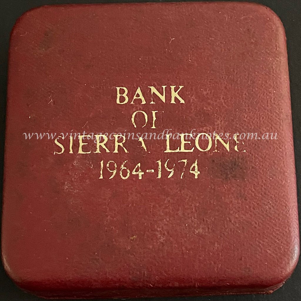 1974 Sierra Leone 1 Leone Silver Proof Coin - Bank of Sierra Leone 10th Anniversary 1964-1974