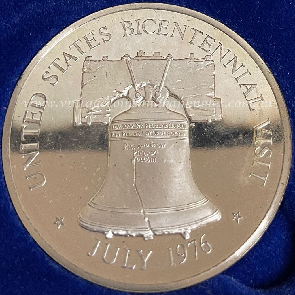 1976 USA Sterling Silver Bicentennial Visit Commemorative Medal - Queen Elizabeth II