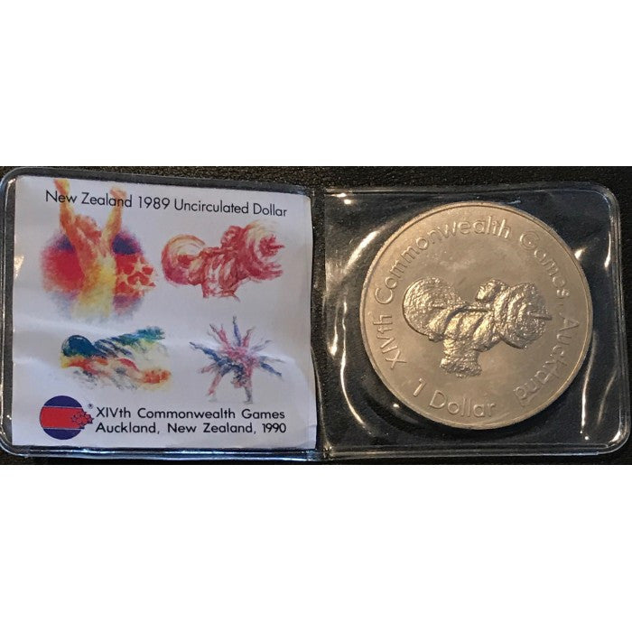 1989 New Zealand $1 Coin - Weightlifter