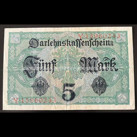 Germany 1917 Darlehnskassenschein 5 Mark gVF