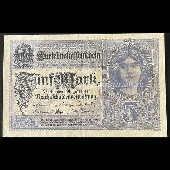 Germany 1917 Darlehnskassenschein 5 Mark gVF