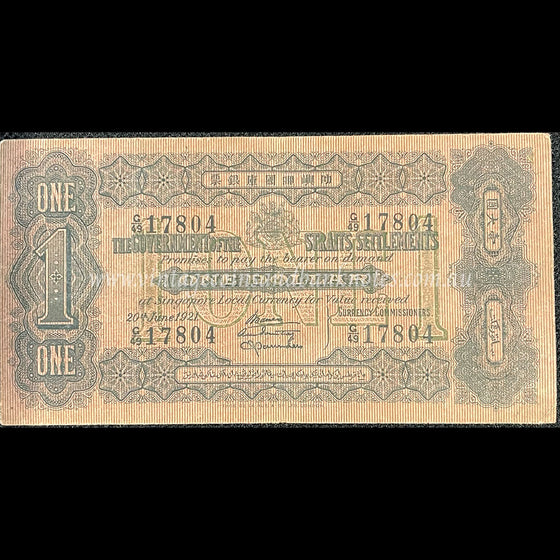 Straits Settlements 1921 $1 aVF