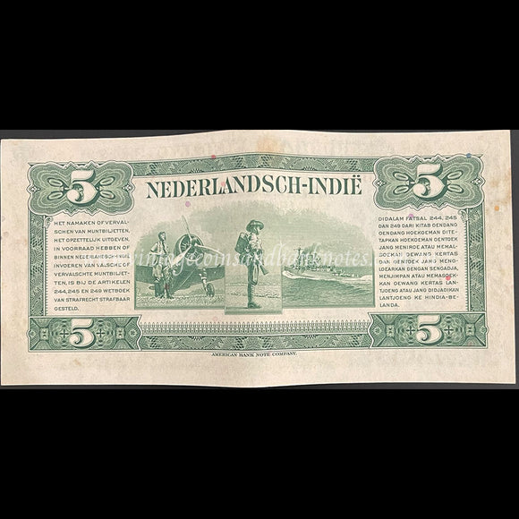 Netherland Indies 1943 5 Gulden aUNC