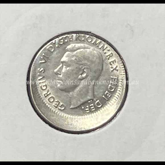 1951 Australian Three Pence Error Struck Off Centre GEM