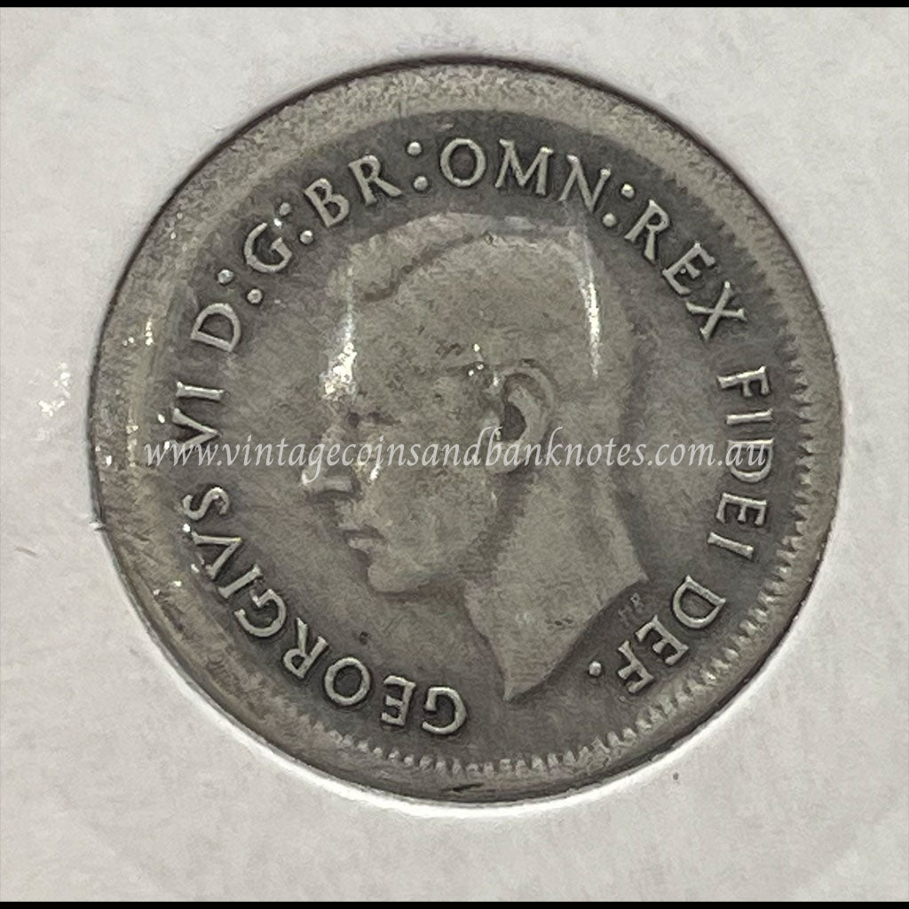 1951 Australian Six Pence Error Broad Struck FINE