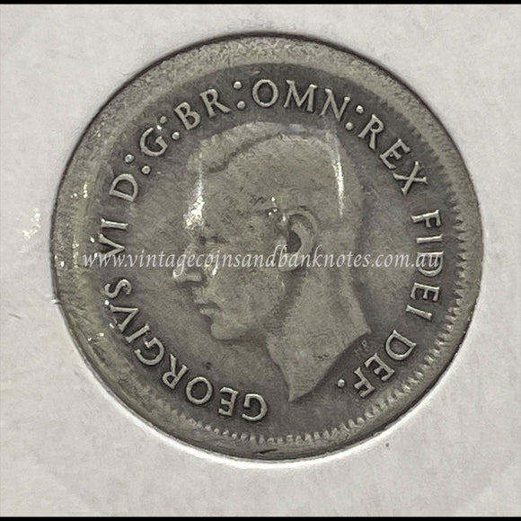1951 Australian Six Pence Error Broad Struck FINE