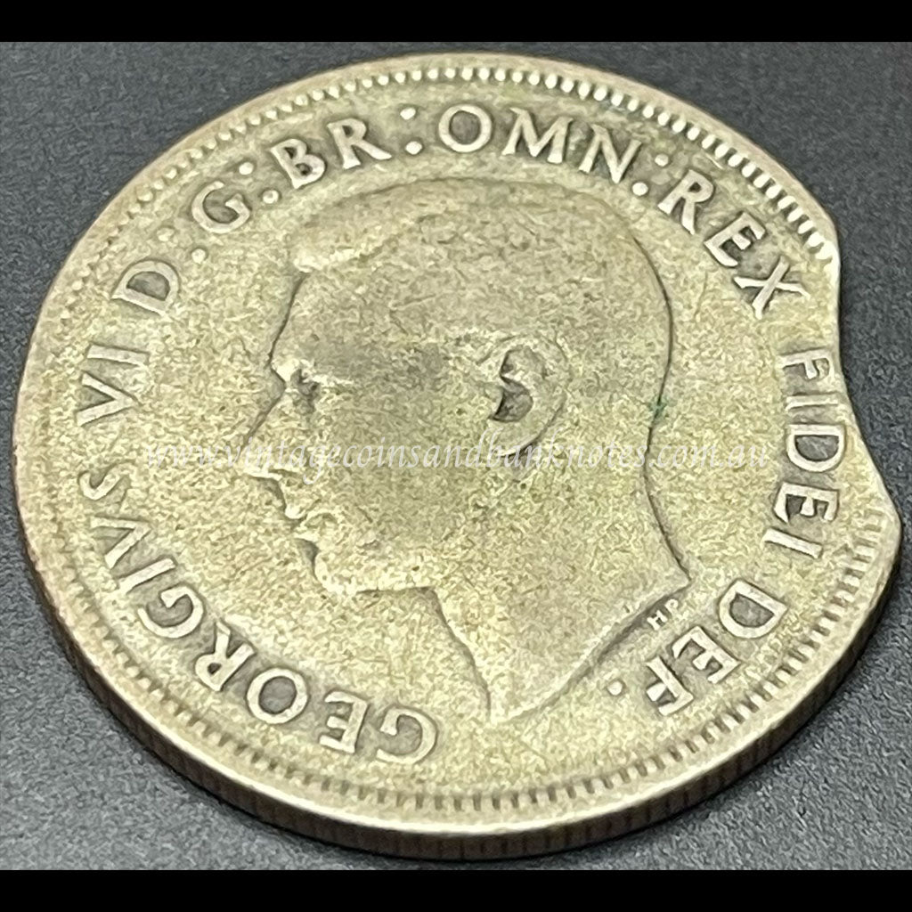 1951 Australian Florin Error Clipped Edge FINE