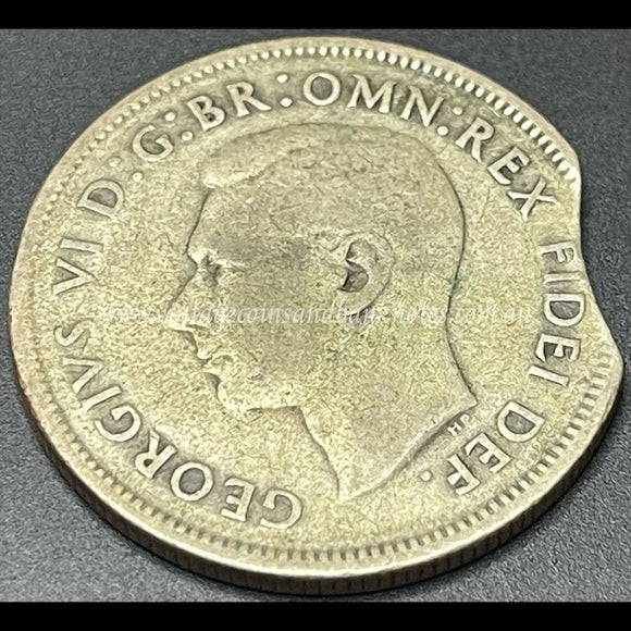 1951 Australian Florin Error Clipped Edge FINE