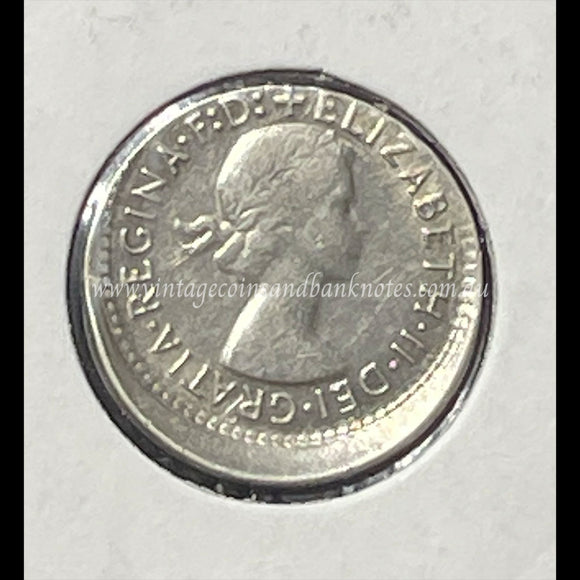 1959 Australian Three Pence Error Struck Off Centre aUNC
