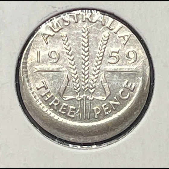 1959 Australian Three Pence Error Struck Off Centre aUNC