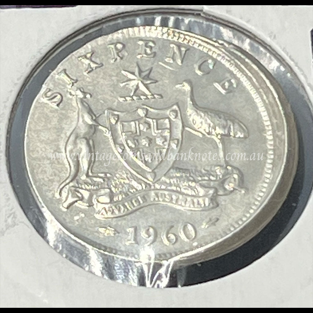1960 Australian Six Pence Struck Off Centre aUNC/UNC