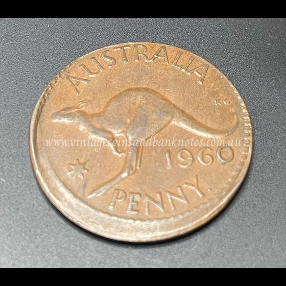 1960 Australian Penny Error Struck Off Centre EF