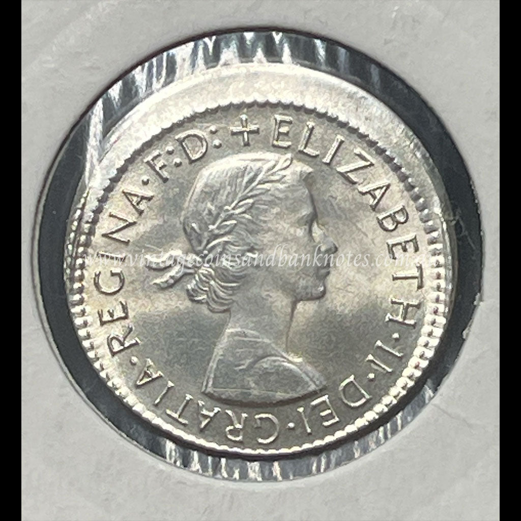 1961 Australian Six Pence Error Struck off Centre GEM