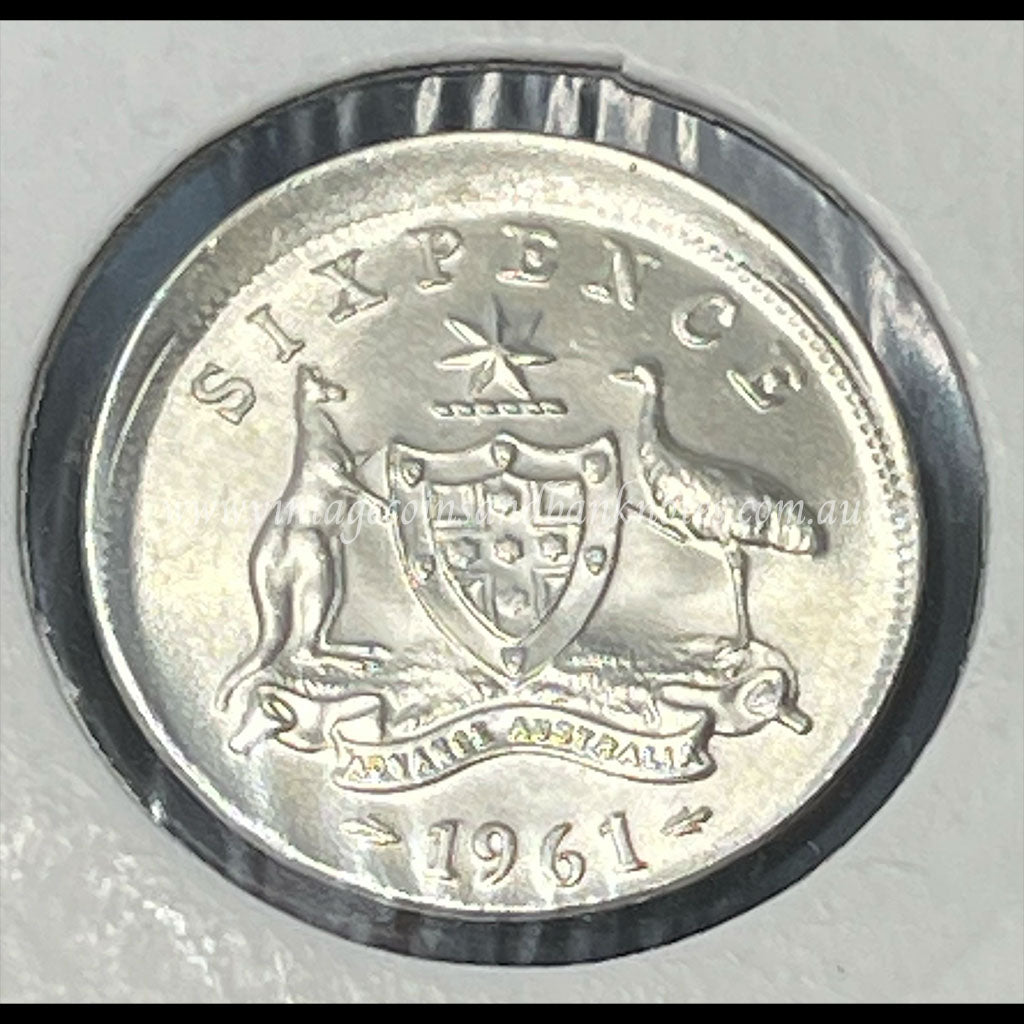 1961 Australian Six Pence Error Struck off Centre GEM