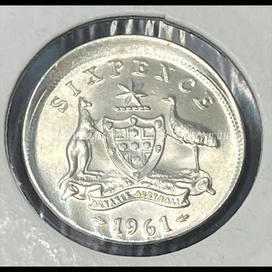 1961 Australian Six Pence Error Struck off Centre GEM