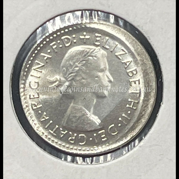 1962 Australian Six Pence Error Struck Off Centre GEM