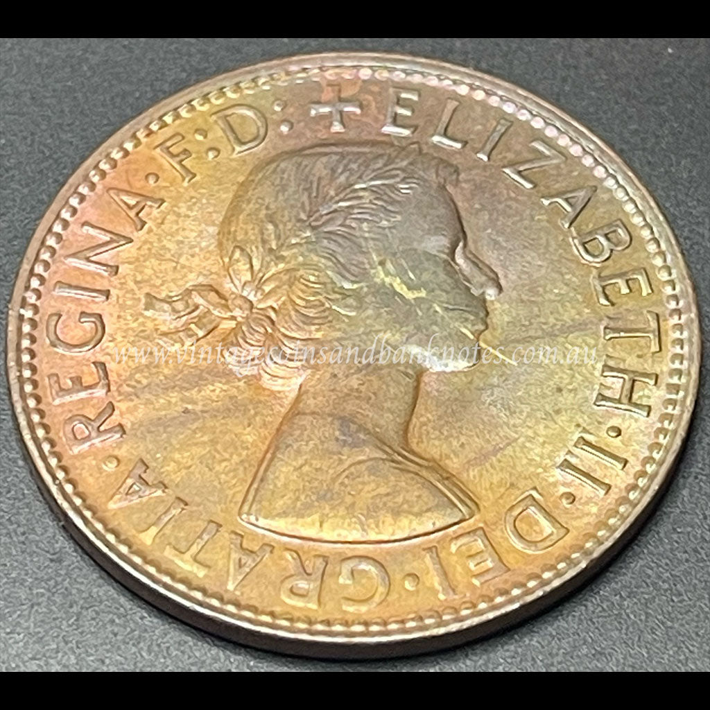 1962 Australian Penny Error Double Nose UNC