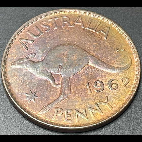 1962 Australian Penny Error Double Nose UNC