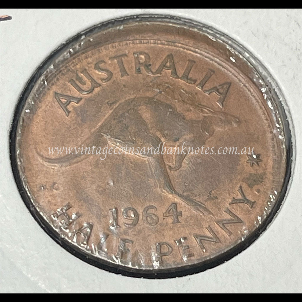 1964 Australian Half Penny Error Struck off Centre UNC+