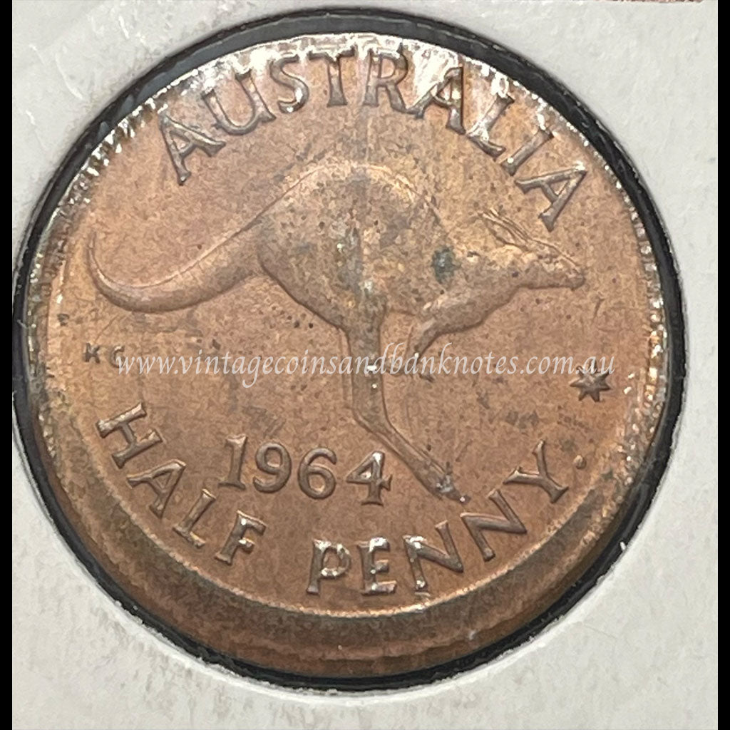 1964 Australian Half Penny Error Struck Off Centre UNC