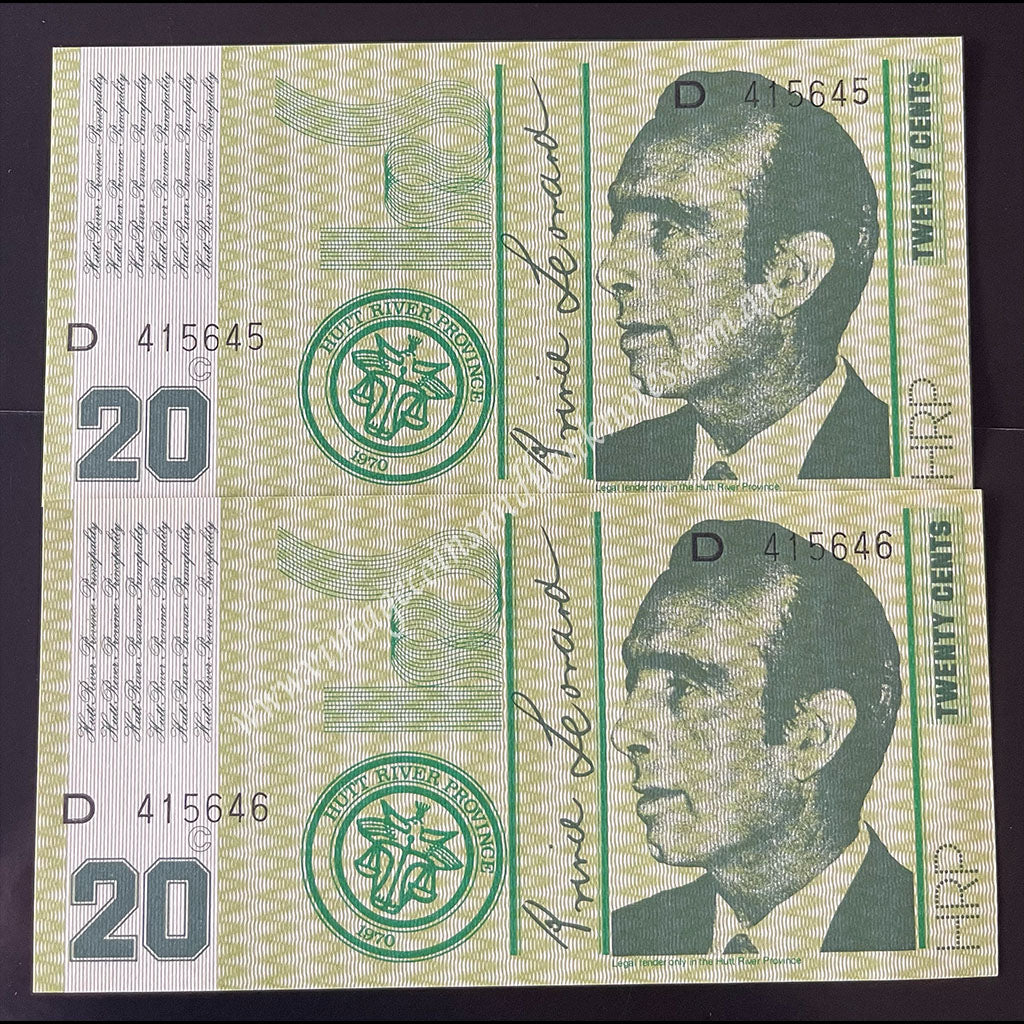 Hutt River Province (Australia) 1970 $20 Consecutive Pair UNC