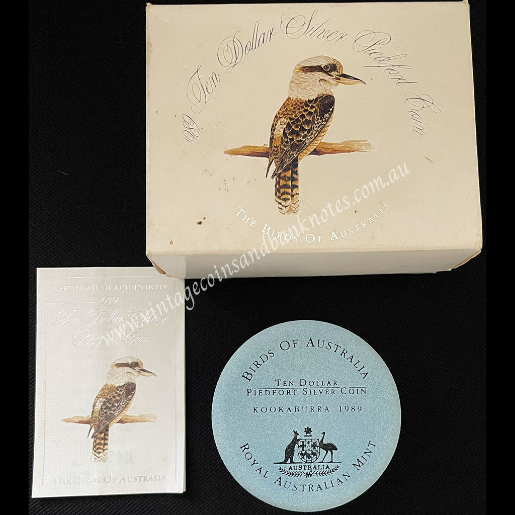 1989 $10 Silver Piedfort Proof Birds of Australia Kookaburra Coin