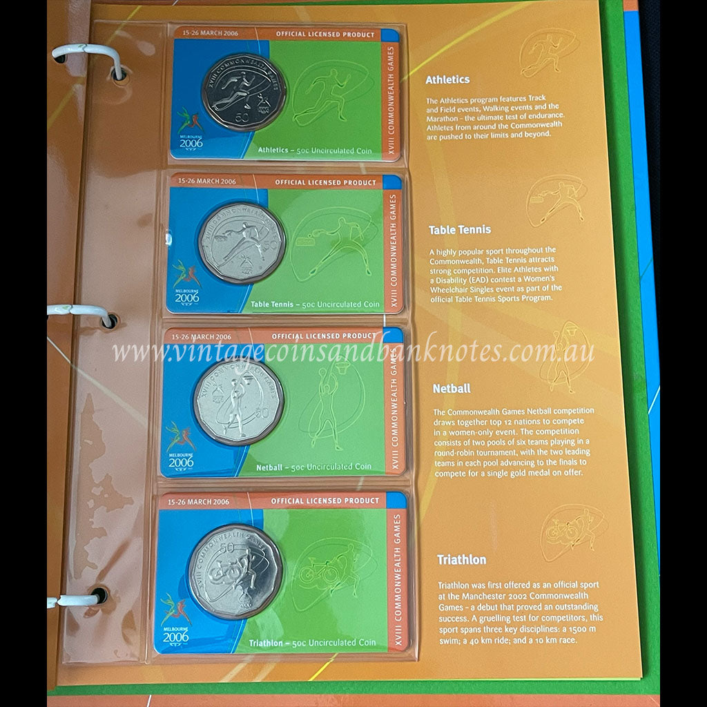 2006 Melbourne Commonwealth Games Uncirculated 50 Cent Coin Collection