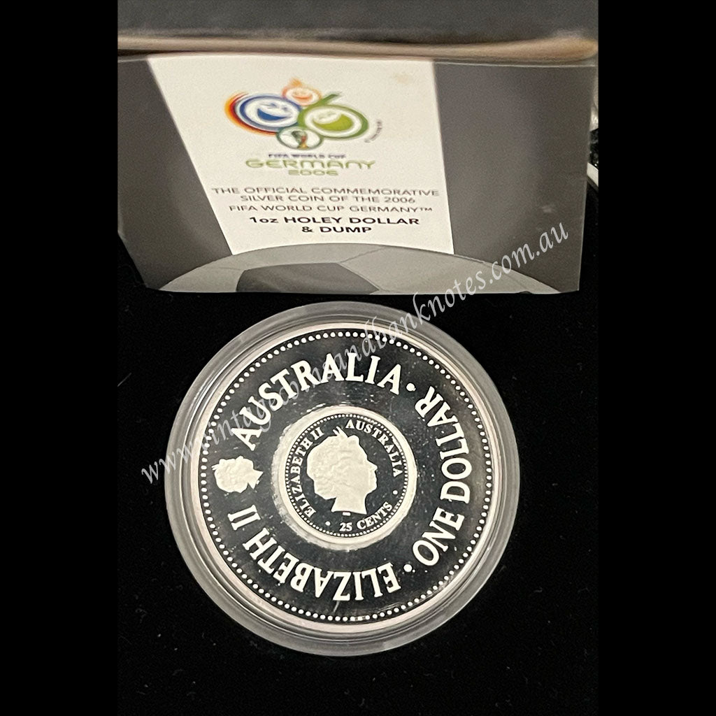 2006 FIFA World Cup Germany 1 oz Silver Proof Holey Dollar and Dump