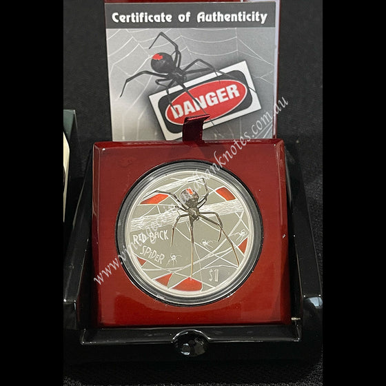 2006 1oz Silver Proof Coin Tuvalu Dollar - Danger Series Redback Spider