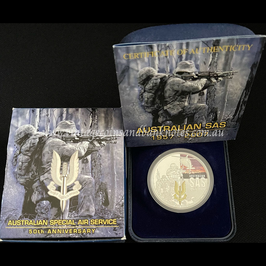 1957 - 2007 Australian Special Air Service 50th Anniversary $1 Silver 1 oz Proof Coin