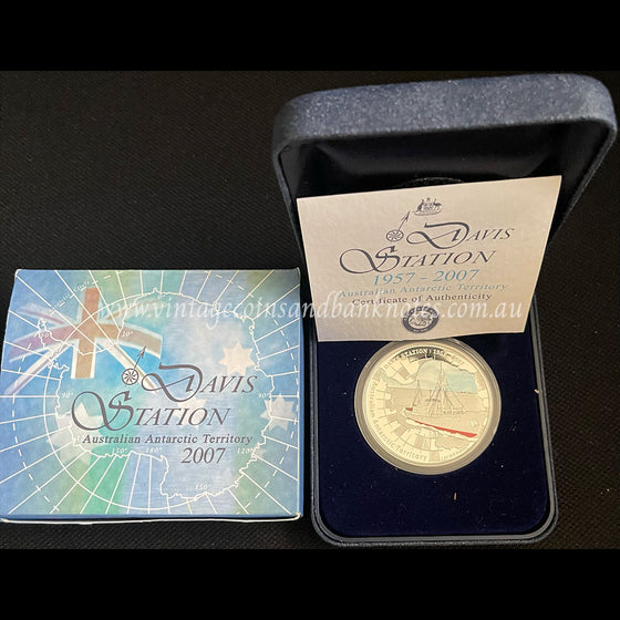 1957 - 2007 Davis Station Australian Antarctic Territory $1 Silver 1 oz Proof Coin