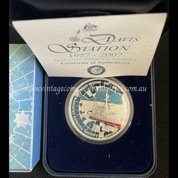 1957 - 2007 Davis Station Australian Antarctic Territory $1 Silver 1 oz Proof Coin