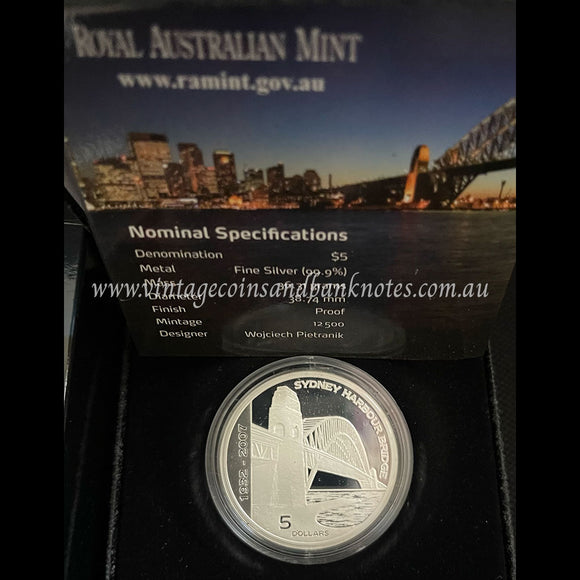 2007 75th Anniversary of the Sydney Harbour Bridge $5 Silver 1 oz Proof Coin