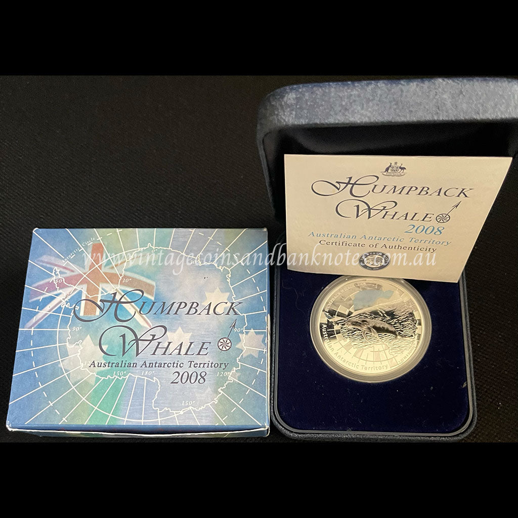 2008 Humpback Whale Australian Antarctic Territory $1 Silver 1 oz Proof Coin