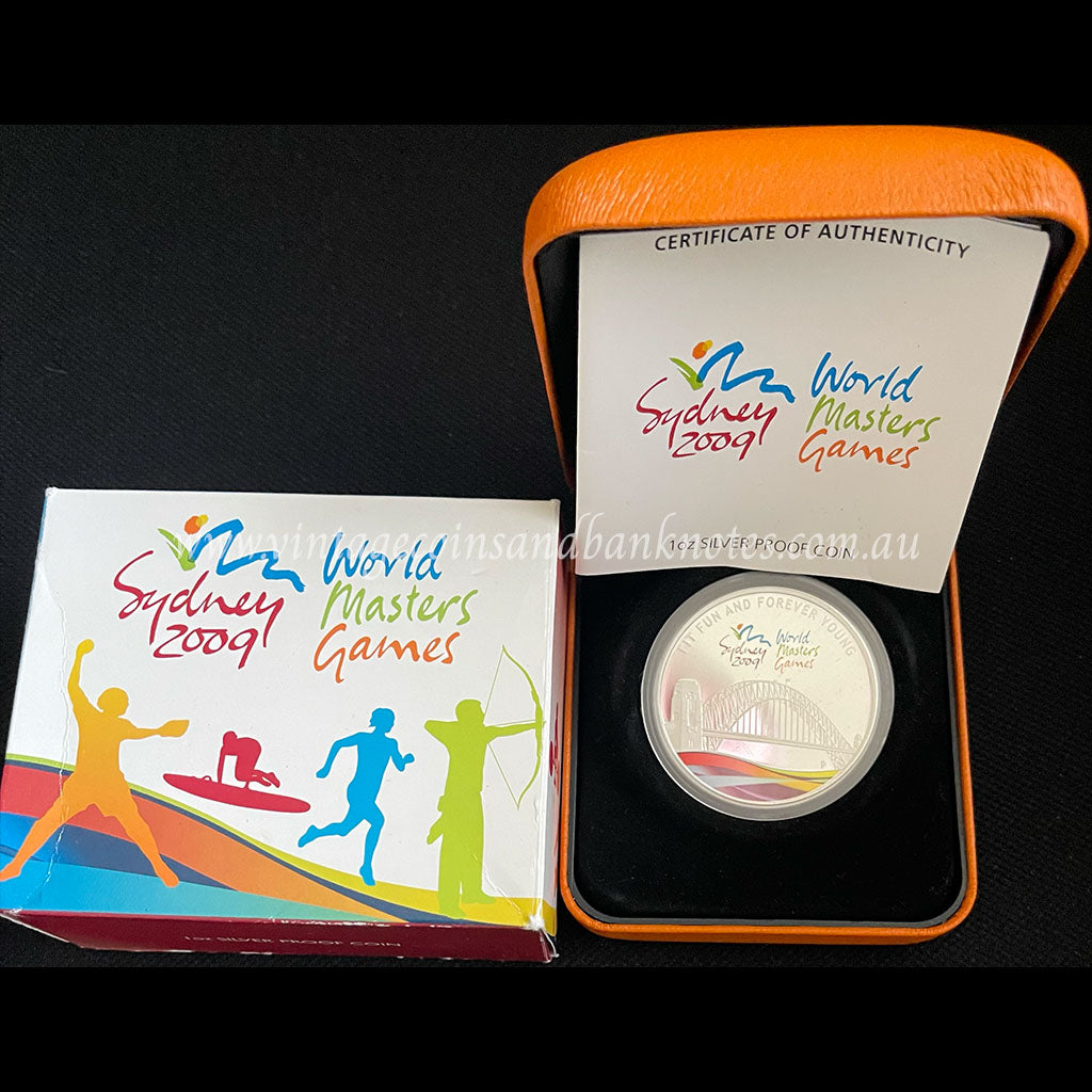 2009 Sydney World Masters Games $1 Silver 1 oz Proof Coin