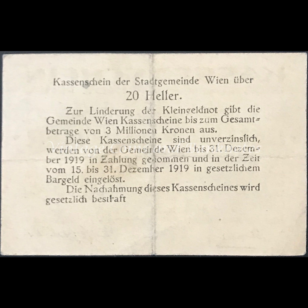 Austria 1919 20 Heller - Wien Notgeld EF