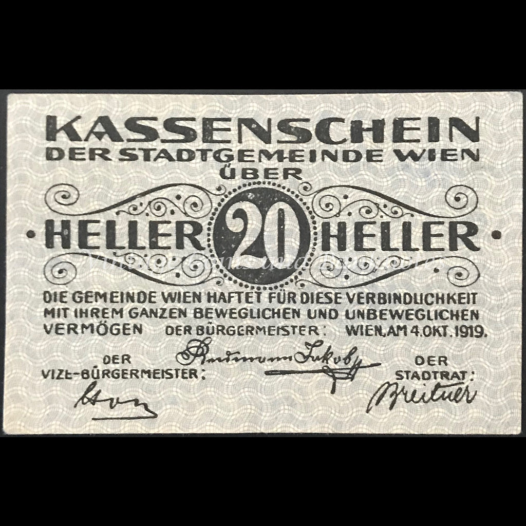Austria 1919 20 Heller - Wien Notgeld EF