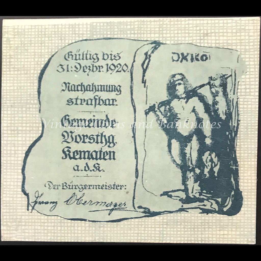 Austria 1920 10 Heller - Kematen Notgeld UNC
