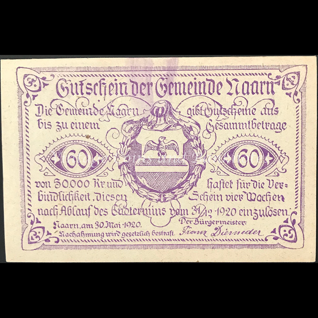 Austria 1920 60 Heller - Naarn Notgeld UNC