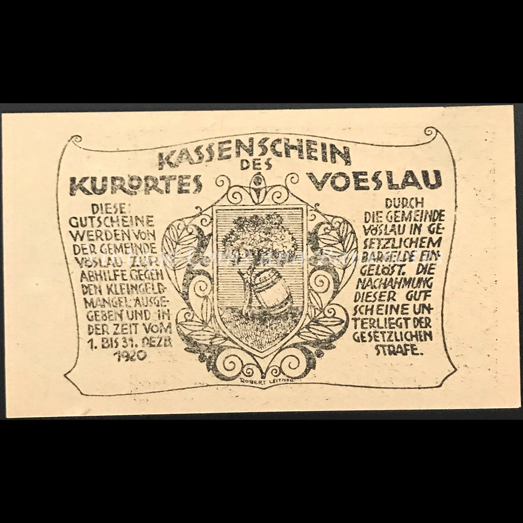 Austria 1920 50 Heller - Voslau Notgeld UNC