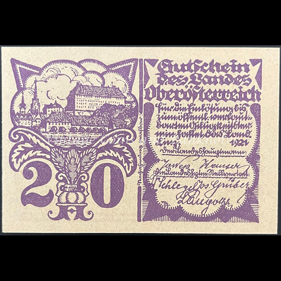 Austria 1921 20 Heller - Linz Notgeld UNC